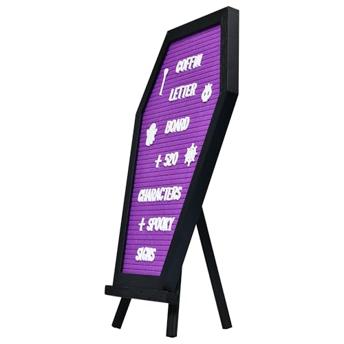 Coffin Letter Board, Halloween Decor, 16x11 Inch, Purple - color: Purple