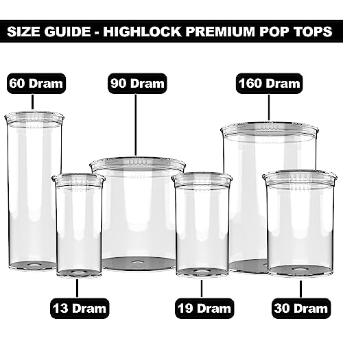 Dragon Chewer 160 Dram CR Plastic Packaging Pop Top Containers - Child Resistant Travel Holder Vial Bottles - 33 qty (Clear) - color: Clear
