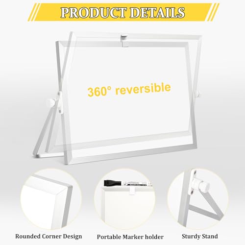 Double-Sided Magnetic White Board with Stand, 12" x 8" - color: White, size: 12"W x 8"H