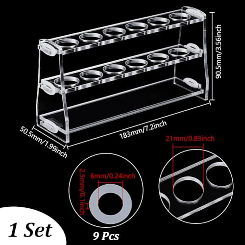 UNICRAFTALE 1 Set 6-Hole Clear Acrylic Test Tube Holder Rack - size: 18x5x9cm