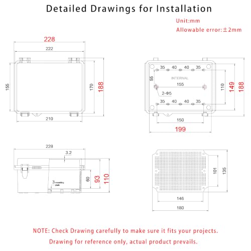 Waterproof Electrical Box, IP67 Junction Box Stainless Steel Latch Hinged Clear Cover Project Enclosure with Wall Bracket 8.7"x6.7"x4.3" - color: Clear, size: 8.7" x 6.7" x 4.3"