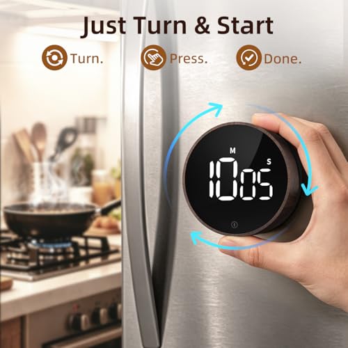 Digital Magnetic Kitchen Timer & Stopwatch with LED Display, Woodgrain - color: Deep Woodgrain