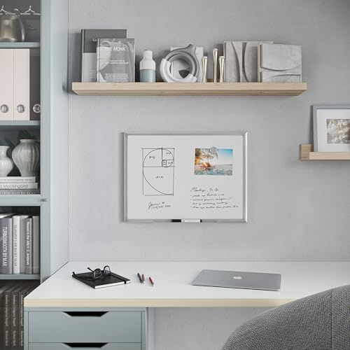 U Brands Magnetic Dry Erase Board White Board, 24" x 18", Silver Aluminum Frame, Includes Marker - size: 23"W x 17"H