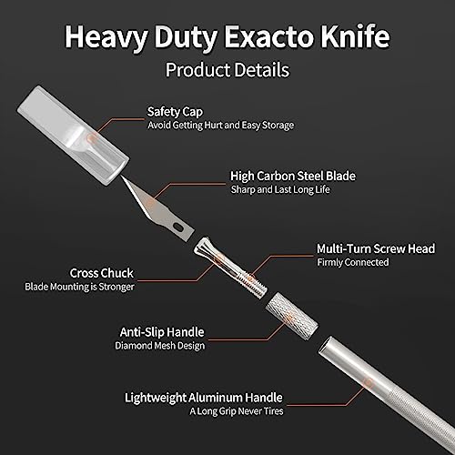 Precision Craft Knife Set - Sharp Razor Blades & Exacto Knife for Carving, Modeling, Scrapbooking, and Sculpting - Perfect for Woodworking, Stenciling, DIY Projects & Precision Cutting (Silver) - color: Silver