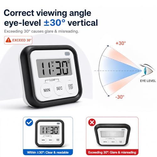 Timer, Kitchen Timers for Cooking Classroom Timer for Kids Teachers Magnetic Digital Timers 2 Pack, Black - color: Black