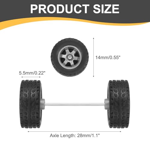 MECCANIXITY 4 Set 1/64 Wheels and Tires Set, Off-road Vehicles Real Riders Rims Includes Axles for RC Diecast Car DIY Model, Silver Rims - color: Silver Rims