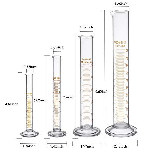 Thick Glass Graduated Cylinder Set 5ml 10 ml 50ml 100ml