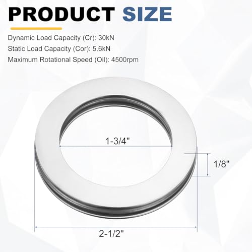 uxcell 4 Sets NTA2840 Thrust Needle Roller Bearings with Washers, ID 1-3/4" - size: NTA2840+2TWA, 1-3/4"x2-1/2"x1/8"
