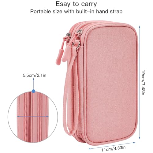 CAAORDKSO Electronic Cable Organizer Bag, Travel Electronic Accessories Carry Case Portable Waterproof Double Layers Storage Bag for Cable, Cord, Charger, Power Bank, Earphone (Light Pink, Medium) - color: Light Pink, size: Medium
