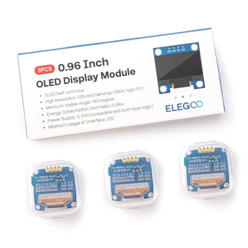 ELEGOO 0.96 Inch OLED Display Screen Module, Self-Luminous, SSD1306, 3PCS - color: Yellow & Blue