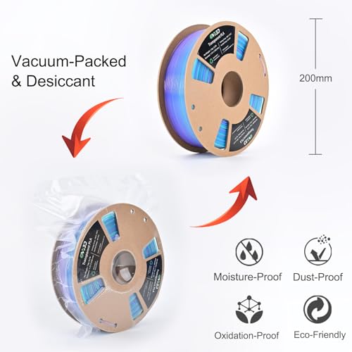 OVV3D Transparent PLA Filament 1.75mm, Multicolor Translucent 3D Printer Filament, Clear PLA Blue Green Purple Gradient Color Change, Spool 1KG, +/- 0.02 mm, Fit Most FDM 3D Printers - color: Translucent Blue Green Purple