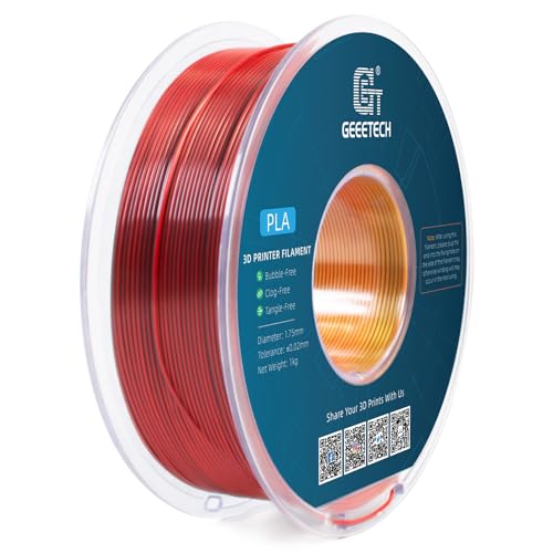 Geeetech Silk PLA Tri Color Filament 1.75mm 3D Printer Filament, Coextrusion Red Gold Black Tri-Colors Metal-Like Shiny Silk PLA Filament, 1kg (2.2lbs) 1 Spool, Dimensional Accuracy +/- 0.02 mm - color: 1kg Triple Color Red-gold-black