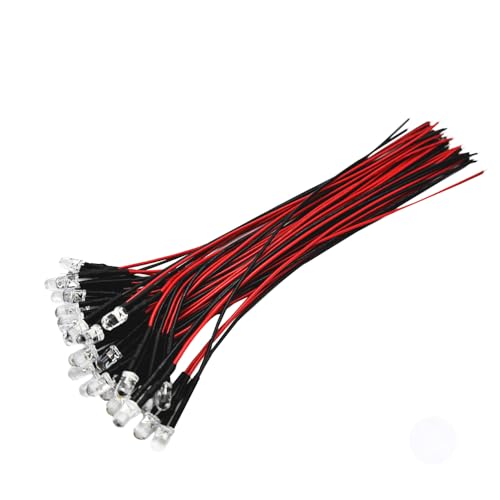 12 Volt 5mm Pre Wired Candle Flickering Led Light Emitting Diodes,Micro Led Lights Diodes for Model Assortment Kit (50pcs Flickering(R,G,W,B,Y Each 10pcs), 12V 5mm Round) - color: 50pcs Flickering( R,g,w,b,y Each 10pcs), size: 12V 5mm Round
