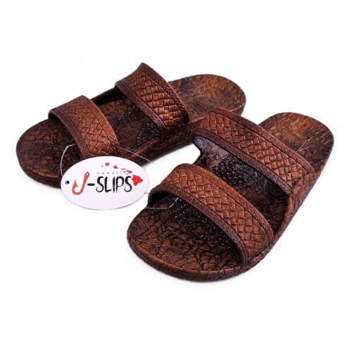 J-Slips Kids Sandals - Comfortable Boys and Girls Jesus Jandals for Beach and Summer - Waterproof Hawaiian Slides in 12 Colors, Sandalias - color: Kona, size: 3-4 Big Kid