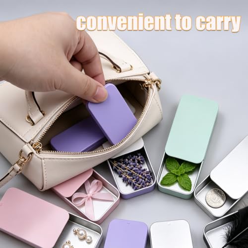 6 Pack Mini Slide Top Tin Containers, Metal Tin Box in 6 Colors
