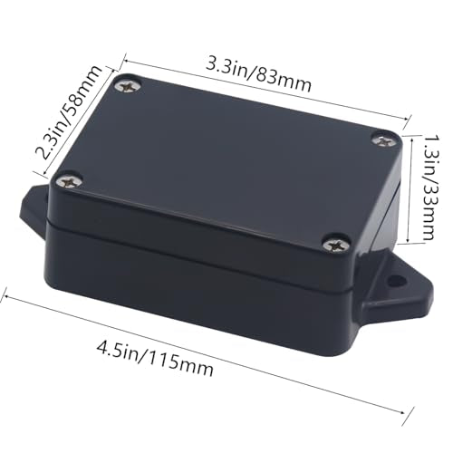 Project Box ABS Black Electrical Boxes IP65 Outdoor Waterproof Box Electronic Junction Box Fixed Ear Power Enclosure with Cable Glands for DIY Project 3.3 x 2.3 x 1.3 Inch (83 x 58 x 33 mm) - size: 3.3”x2.3”x1.3”