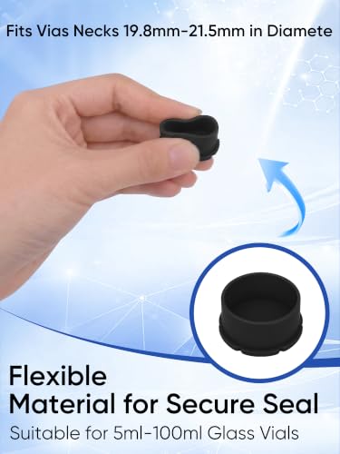 30PCS Silicone Peptide Vial Caps, Protective Vial Caps for 5ML Vials, Black - color: 5ml×30PCS Vial Caps - Black