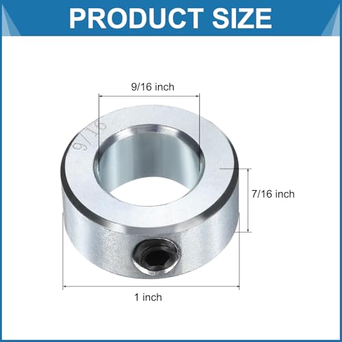 uxcell 6pcs Set Screw Collars 9/16" Bore, Zinc Plated Carbon Steel Shaft Collars, 1" OD, 7/16" Width Lock Axle Collar Clamp (Hollow Style, Lightweight) - size: 9/16" Borex1" ODx7/16" Width