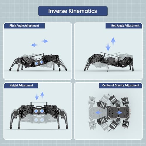 18DOF Hexapod Robot for Arduino Programming, Spider Walking Crawling Self-Balancing AI Vision Voice Control Obstacle Avoidance, STEM Education Open Source Robot with Tutorials, miniHexa Standard Kit