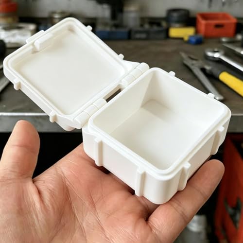 Portable Small Thickened PLA Plastic Hardware Toolbox with Lid Home Office Desktop Jewelry Screw Organizer Tool,4.5x4.6x2.5cm (White) - color: White