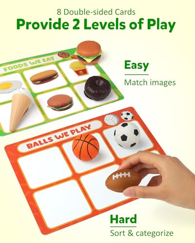 Coogam Sorting Toy for Kids, Animals Dinosaurs Fruits Vehicles Foods Fishes Balls Farm Playset, Fine Motor Montessori Game Preschool Educational Learning Gift for Year Old Kids - style: Multi theme