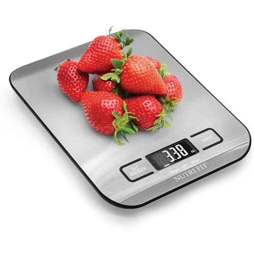 NUTRI FIT Food Scale Kitchen Scales Digital Weight Grams Oz for Weight Loss - color: Silvery Grey