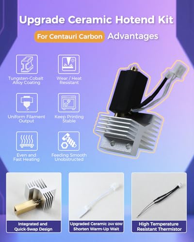 2Pcs 0.4MM Ceramic Hotend with Hardened Steel Nozzles for Centauri Carbon - style: 0.4+0.4MM CC Hotend