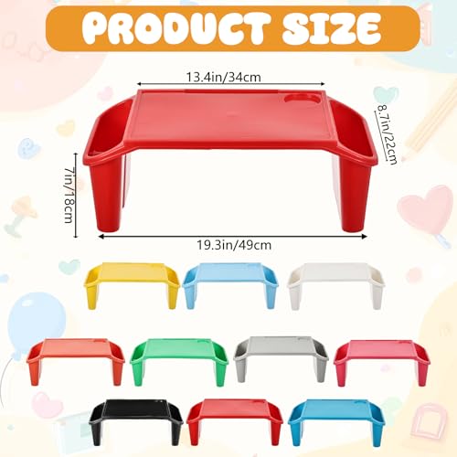 10 Pcs Kids Lap Desk Tray Bulk, Portable Lap Desk Kids Plastic Table with Side Storage Space, Colorful Lap Tray Bed Table for Students, Classroom, Study, Eating, Laptop & Activities - color: Multicolor