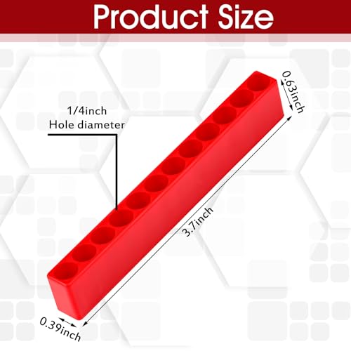 Kigley 20 Pcs 12 Holes Hex Shank Drill Bit Holder, Red - color: Red