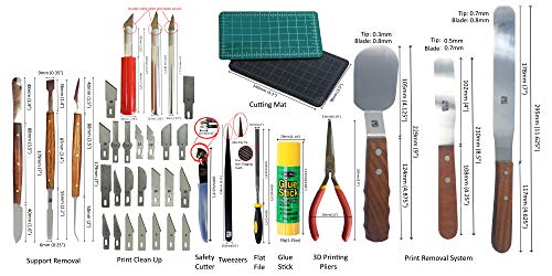 Pro Grade 3D Printer Tool Kit - All The 3D Printing Tools & Accessories Needed to Remove, Clean & Finish 3D Prints (Pro Grade) - size: Pro Grade 40pc