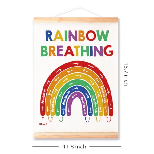 Ybqhd Rainbow Breathing Poster Hanger Frame Wall Art For Kids, Inspirational Canvas Poster Hanger Frame For Classroom Nursery Playroom Wall Decor - color: Rainbow Breathing