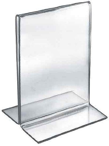 Azar Displays 152733 5.5-Inch Width by 8.5-Inch Height Double-Foot Acrylic Sign Holder, 10-Pack - size: 5.5 in W x 8.5 in H