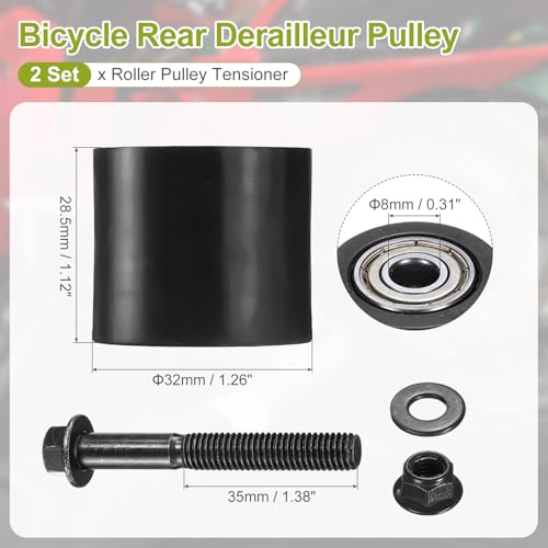 PATIKIL 8mm Roller Pulley Tensioner, 2Pcs Chain Roller Pulley Tensioner Mini Bike Parts Nylon Cylinder Type Guide Wheel Chain Guide Slider Set for Mini Motorcycle Dirt Bike, Black - color: Black