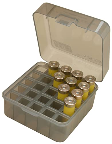 MTM Case-Gard S25D-41 Shotshell Box, 25 Round, Flip Top, Mechanical Hinge, USA Made, Clear Smoke (Pack of 12) - color: Clear Smoke, size: 25 Round (Pack of 12)