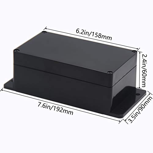 Zulkit Junction Box ABS Plastic Dustproof Waterproof IP65 Universal Electrical Boxes Project Enclosure with Fixed Ear Black 6.22 x 3.54 x 2.36 Inch (158 x 90 x 60mm) (Pack of 1) - size: 6.22'' x 3.54'' x 2.36''(Pack of 1)