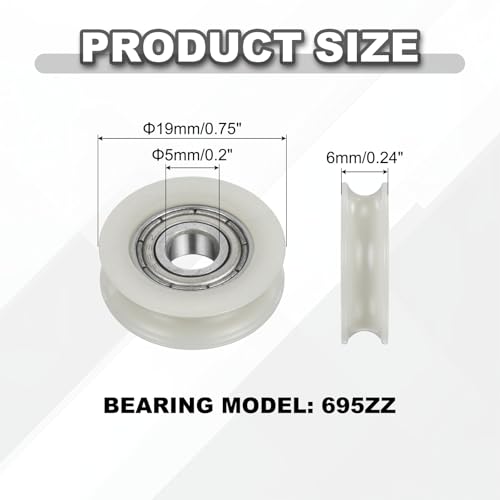 uxcell 30Pcs 695ZZ POM Pulley U-Groove Ball Bearing, 5x19x6mm, Beige - color: Beige, size: 5x19x6mm, 695ZZ