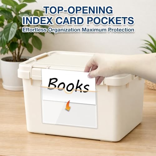 H4D 24 Pack labels for Storage Bins, 3" x 5" Plastic Clear Adhesive Pockets - size: 3" x 5", style: 24 Pack