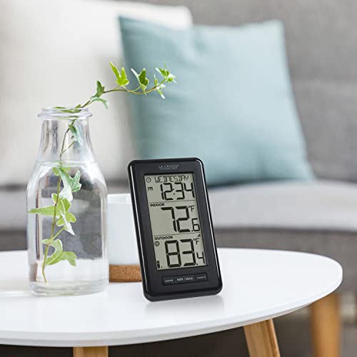 La Crosse Technology 308-43647-INT Digital Black Wireless Thermometer with Indoor Humidity, LCD - color: Black