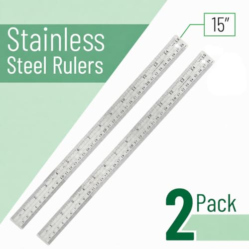 Mr. Pen- Metal Straight Edge Ruler, 2 Pack, 15 Inch - color: Silver, size: 2 Pack, 15 inch