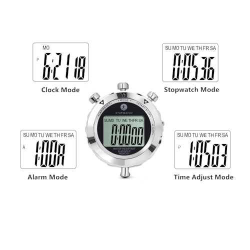 Stopwatch, Metal Stop Watch for Sports 10/100/400 Laps, Stopwatches Timer for Coach Sports Running with 0.01second & 0.001second Timing, Conutdown, Alarm - color: 2 Lap Backlight-metal