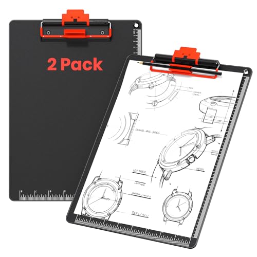 Clipboard with Pen Holder, Aluminum Frame & 2-in-1 Upgraded Clip, A4 Size 12.5 x 9 Inch, Heavy Duty Portable Writing Board with Anti-Slip Backing, for Office School Classroom Doctor Coach(2 Pack) - size: 2 Pack (A4)