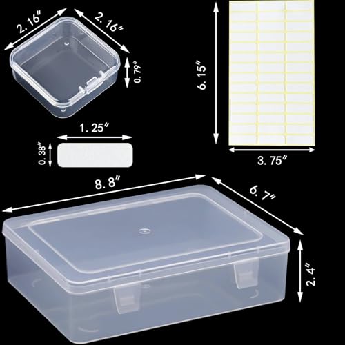 Bead Organizer Box, 56Pcs Small Clear Plastic Storage Containers, 2 Large Craft Organizer Boxes, 2 Sheets Label, Mini Parts Storage Solution for Beading Jewelry Making Diamond Arts Screws Seeds - size: 2 Pack - 56 Pcs (2.16" x 2.16" x 0.78")