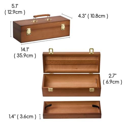 MEEDEN Wooden Art Tool Storage Box: Portable Art Supplies Organizer Case - color: Walnut, size: Small