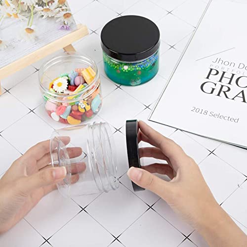 50 Pieces 4oz Plastic Jars with Lids Clear Round Cosmetic Container Empty Storage Jars for Makeup,Jewelry,Samples,Travel Storage - style: 4 oz