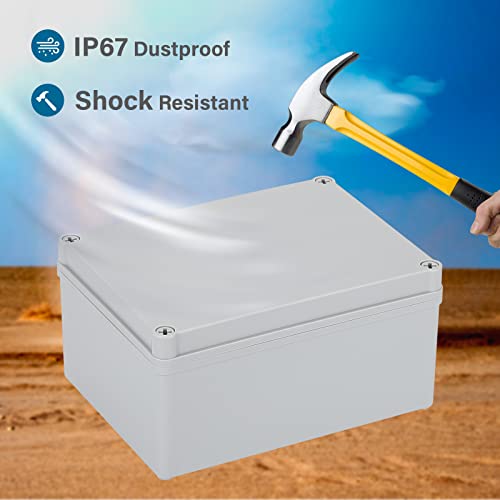 Inkbirdplus Plastic Junction Box, IP67 Dustproof&Waterproof DIY Box, Durable Electrical Project Enclosure, 8 x 6 x 4 inch