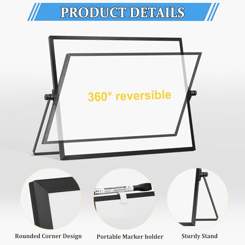 Double-Sided Magnetic White Board with Stand, 16" x 12" (Black) - color: Black, size: 16"W x 12"H