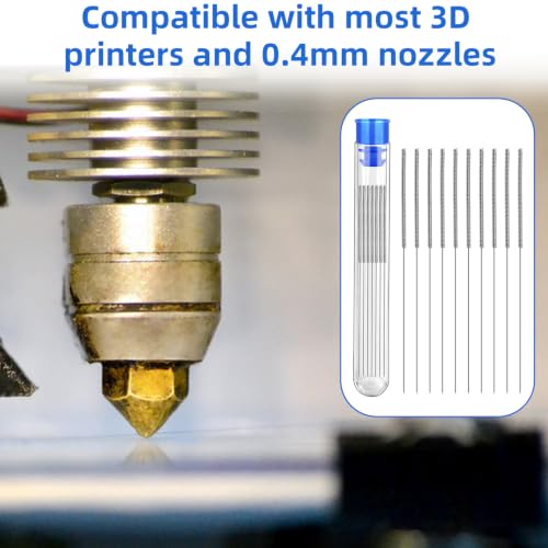 3D Printer Nozzle Cleaner Kit, 50Pcs 0.4mm Stainless Steel Cleaning Needles