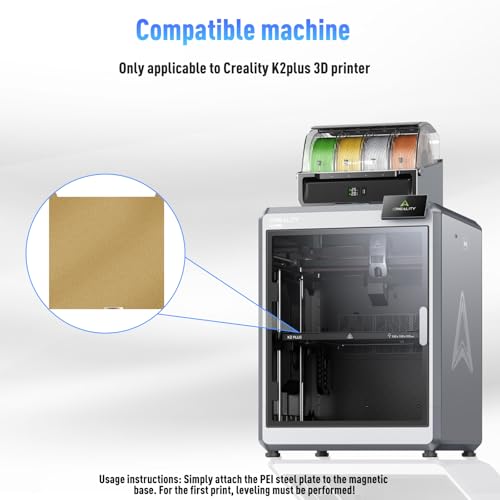 K2 Plus PEI Build Plate 370x370mm, Flexible Textured Spring Steel Bed Surface, Heat Resistant 3D Printer Platform for PLA/PETG/ABS/TPU/Carbon Fiber, Easy Model Release Magnetic Heated Bed - size: K2PLUS 370*370mm