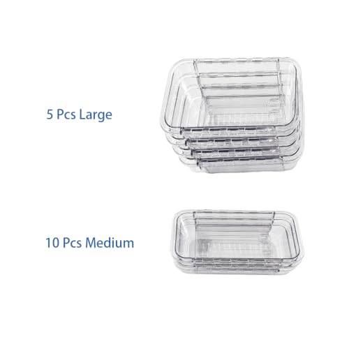 Adjustable Drawer Organizer, 15 Clear Desk & Craft Tool Bins, Extendable