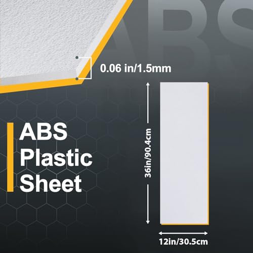 KINLINK 12" x 36" x 0.06" White Abs Plastic Sheet Flexible Moldable 6 Pack - color: White, size: 12x36-1.5MM